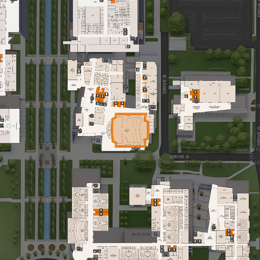 Map of Arts and Technology Lecture Hall (ATC 1.102)